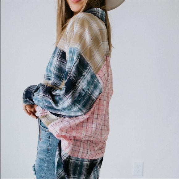 Keysha Patchwork Plaid Top - Lauriebelles - Picture 2 of 3